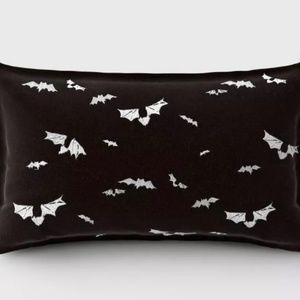 Threshold black velvet Halloween bat lumbar pillow